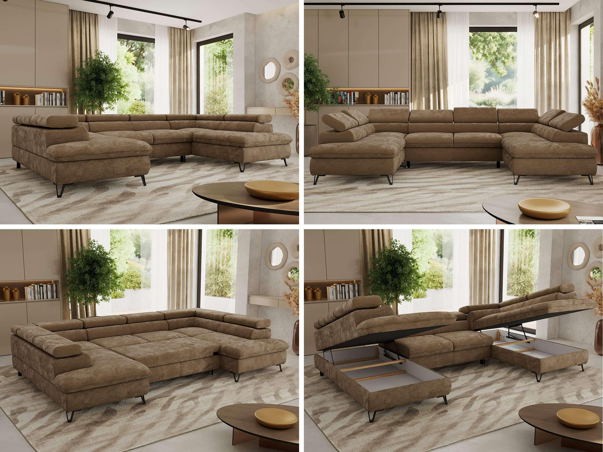 Thumbnail - MKS Wohnlandschaft, Braun, Textil, 6-Sitzer, U-Form, 346x76x208 cm, Wohnzimmer, Sofas & Couches, Wohnlandschaften, Wohnl...