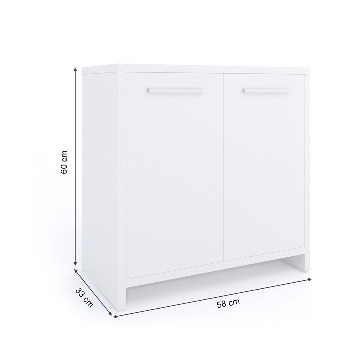 WASCHBECKENUNTERSCHRANK Kiko Weiß 58 x 60 cm - Weiß, Holzwerkstoff (58/60/33cm) - Vicco