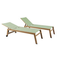 SONNENLIEGE 2-tlg., Salbeigrünen - Grün, Metall (169/102/65cm) - Oviala