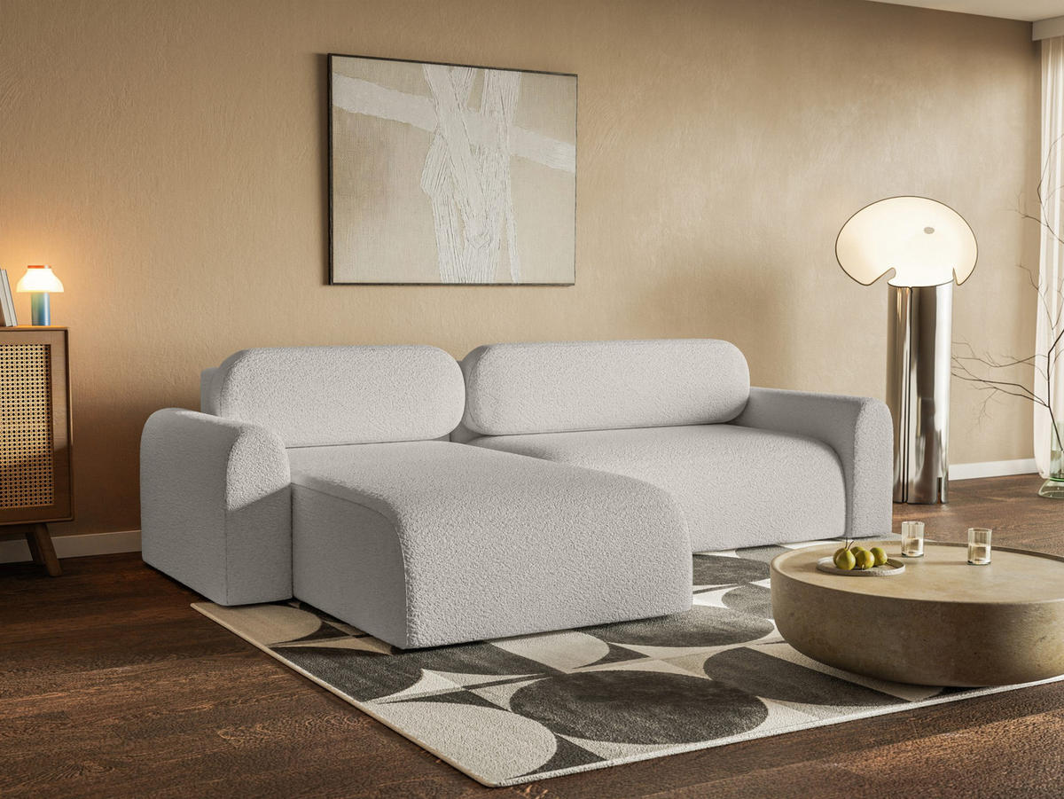 ECKSOFA Lome L mit Schlaffunktion, Silber - Grau, Textil (286/185cm) - Fedve