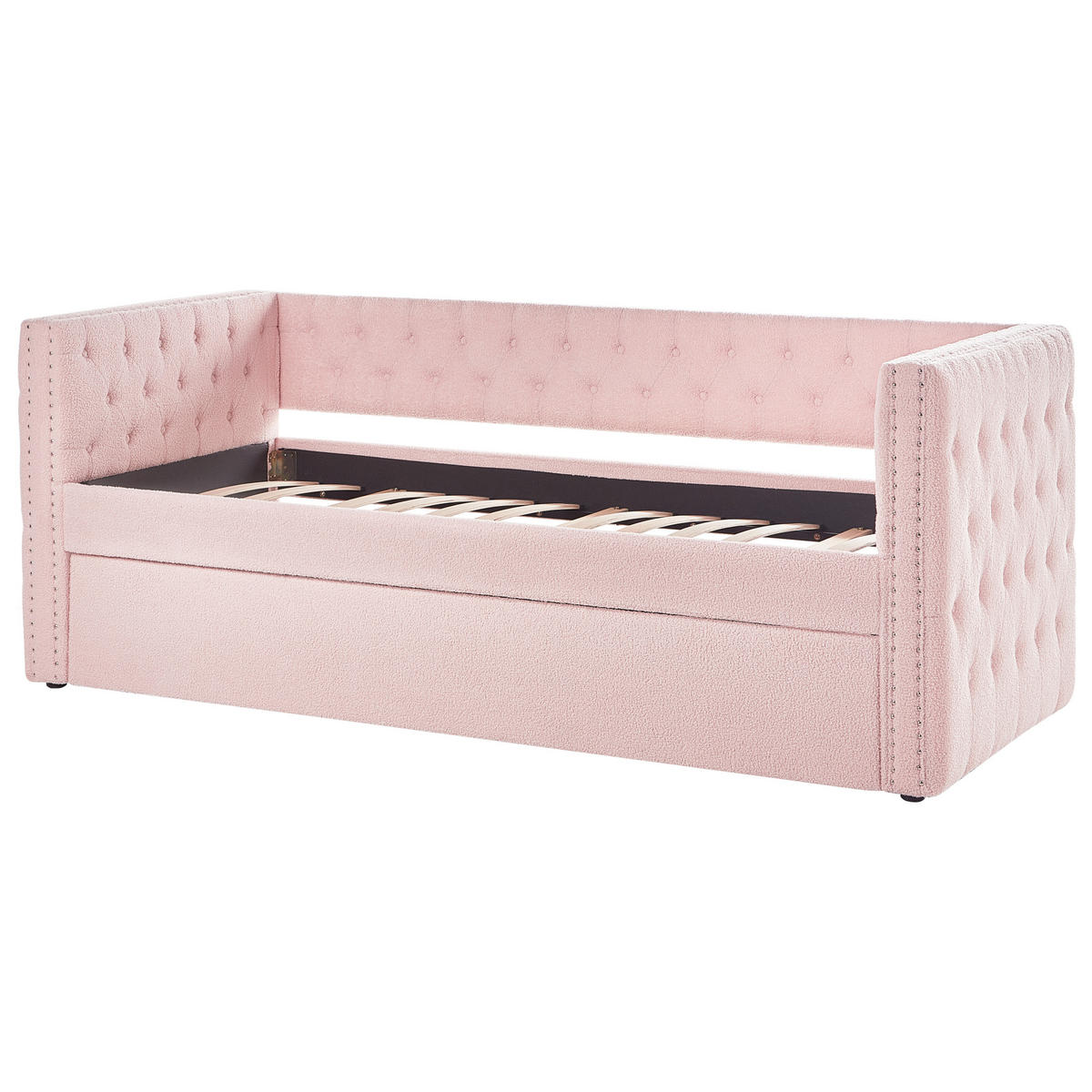 TAGESBETT Rosa 90-200 cm Gassin - Pink, Holz/Textil (90/200cm) - Beliani