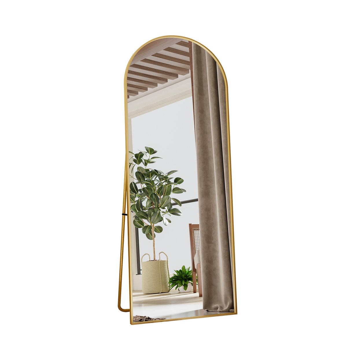 STANDSPIEGEL Bogen 165/60 cm Goldfarben, Ganzkörperspiegel mit Ständer, Metallrahmen - Goldfarben, Metall (60/165/5cm) - Joyfair