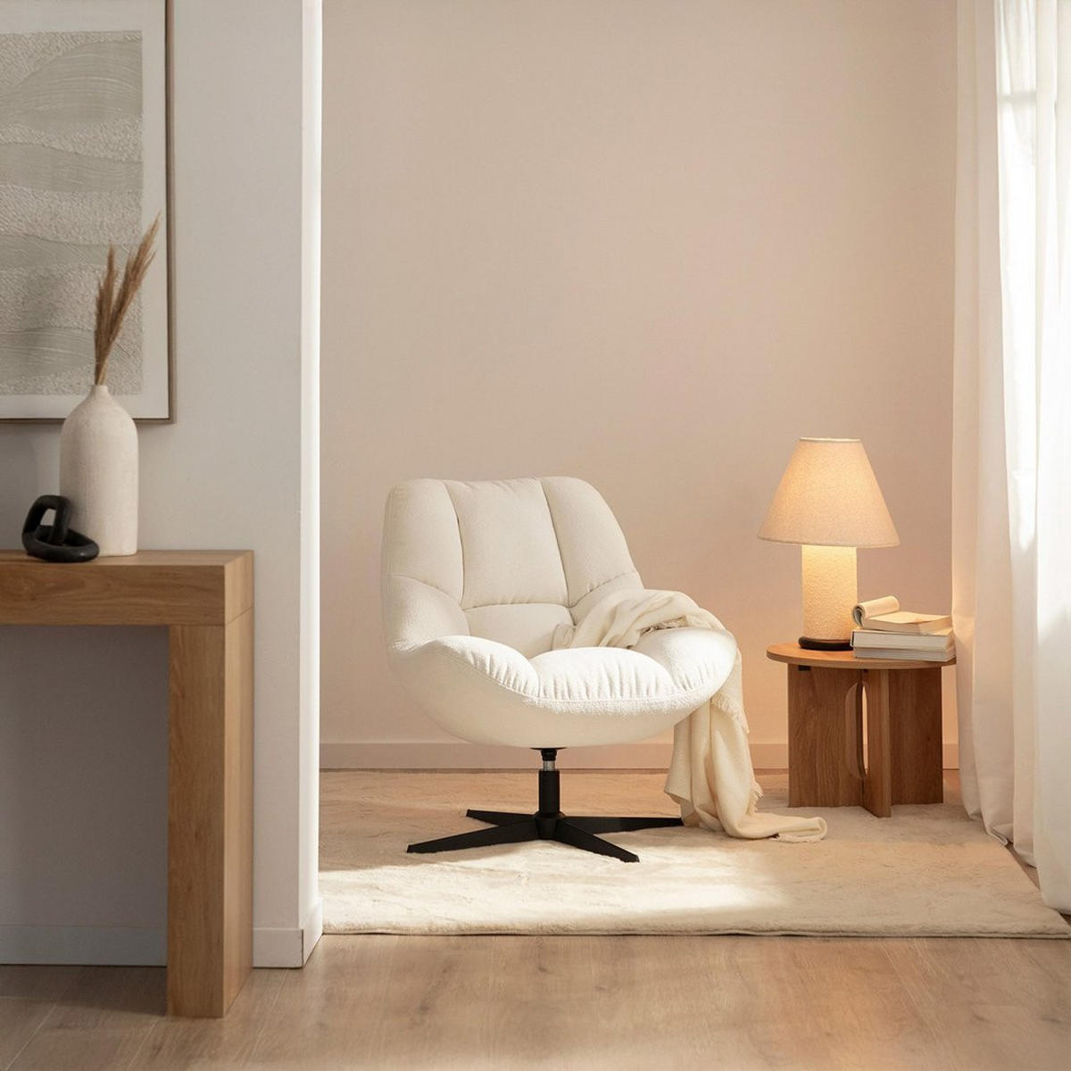 DREHSTUHL Kato Beige 77 cm x 86 cm - Beige, Textil (77/86/80cm) - Klast Home
