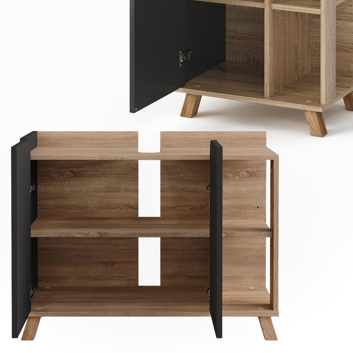 BADMÖBEL-SET Karen Sonoma/Anthrazit 3 Teile - Anthrazit, Holzwerkstoff (80/65/35cm) - Vicco