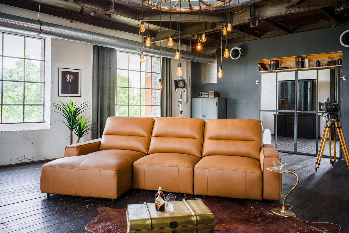 BIGSOFA DORI Braun Leder - Dunkelbraun/Schwarz, Leder/Kunststoff (288/92/164cm) - KAWOLA