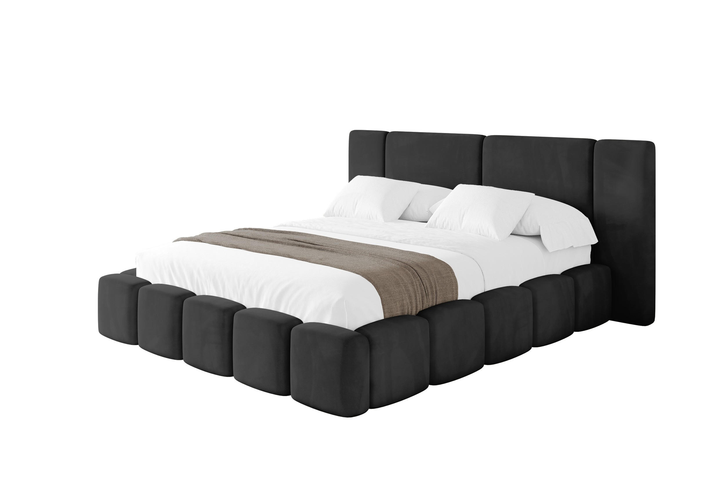 POLSTERBETT mit Bettkasten und Lattenrost, Bett mit Matratze H3/H4 - NILO 200x200 Schwarz - Schwarz, Holzwerkstoff/Textil (200/200cm) - ALTDECOR