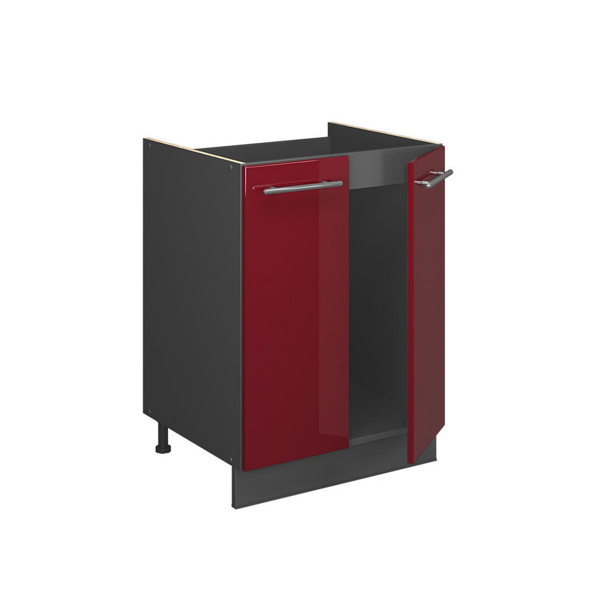 SKŘÍŇKA POD DŘEZ Fame-Line, Bordó červená vysoký lesk/Antracit, 60 cm - bordeaux/antracitová, kompozitní dřevo (60/82/60cm) - Vicco