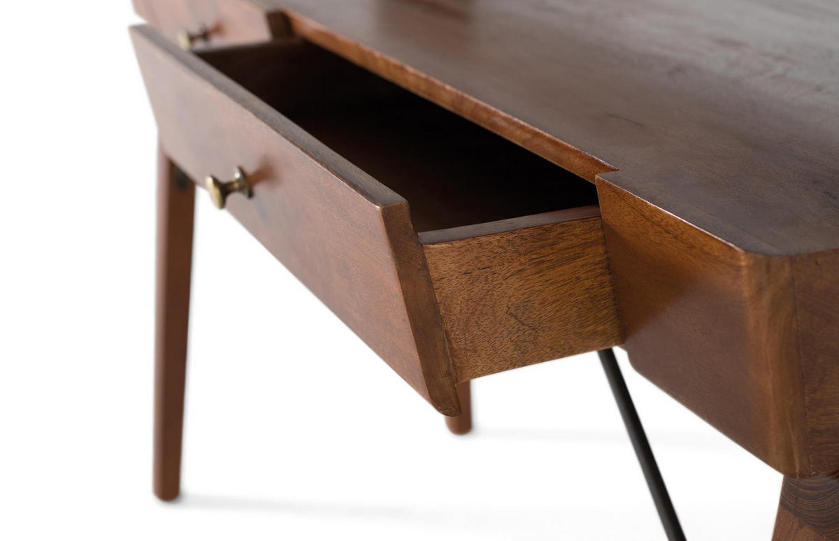 SCHREIBTISCH aus Mangoholz mit zwei Schubladen - Braun, Holz (120/50/95cm) - Giner y Colomer