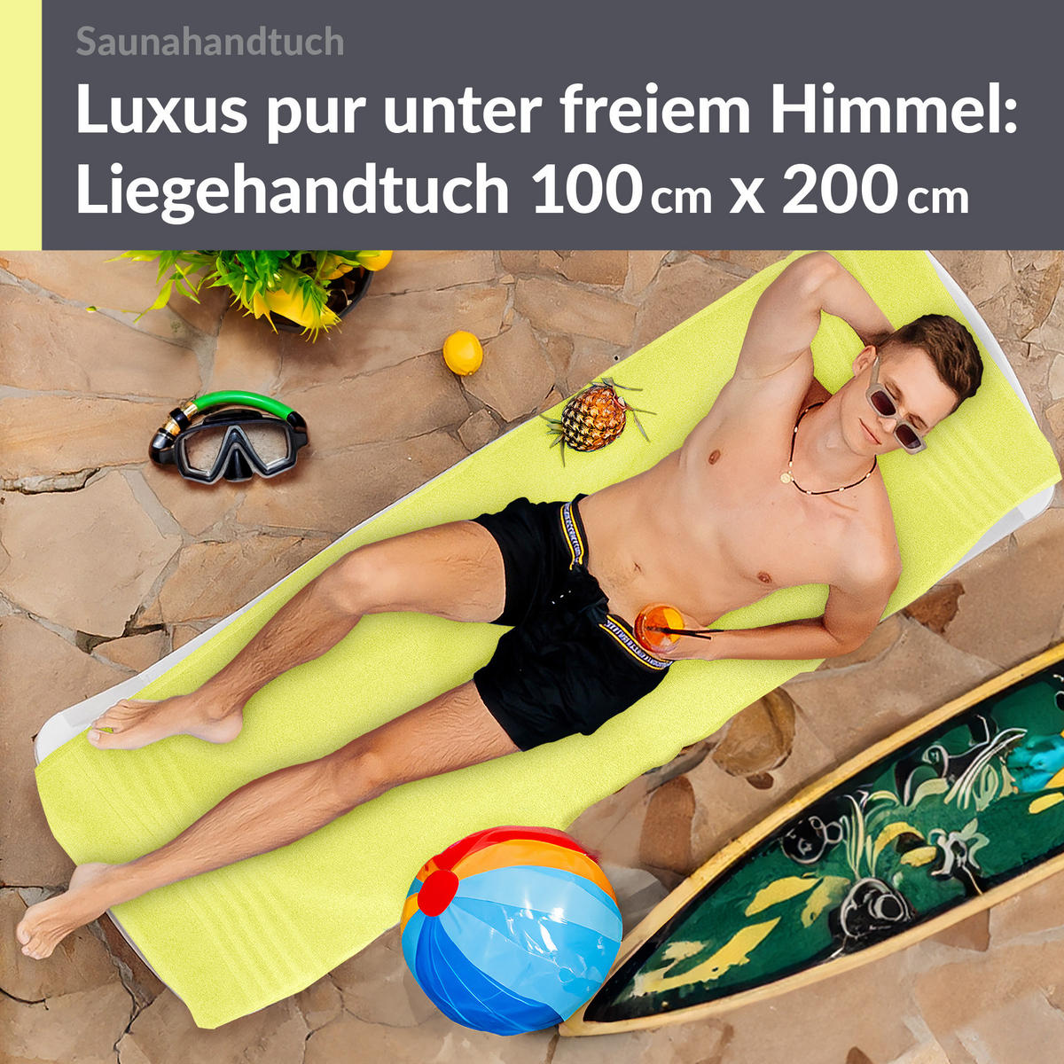 BADETUCH London Anis Grün 100x200 cm - Hellgelb, Textil (100/200cm) - Lashuma