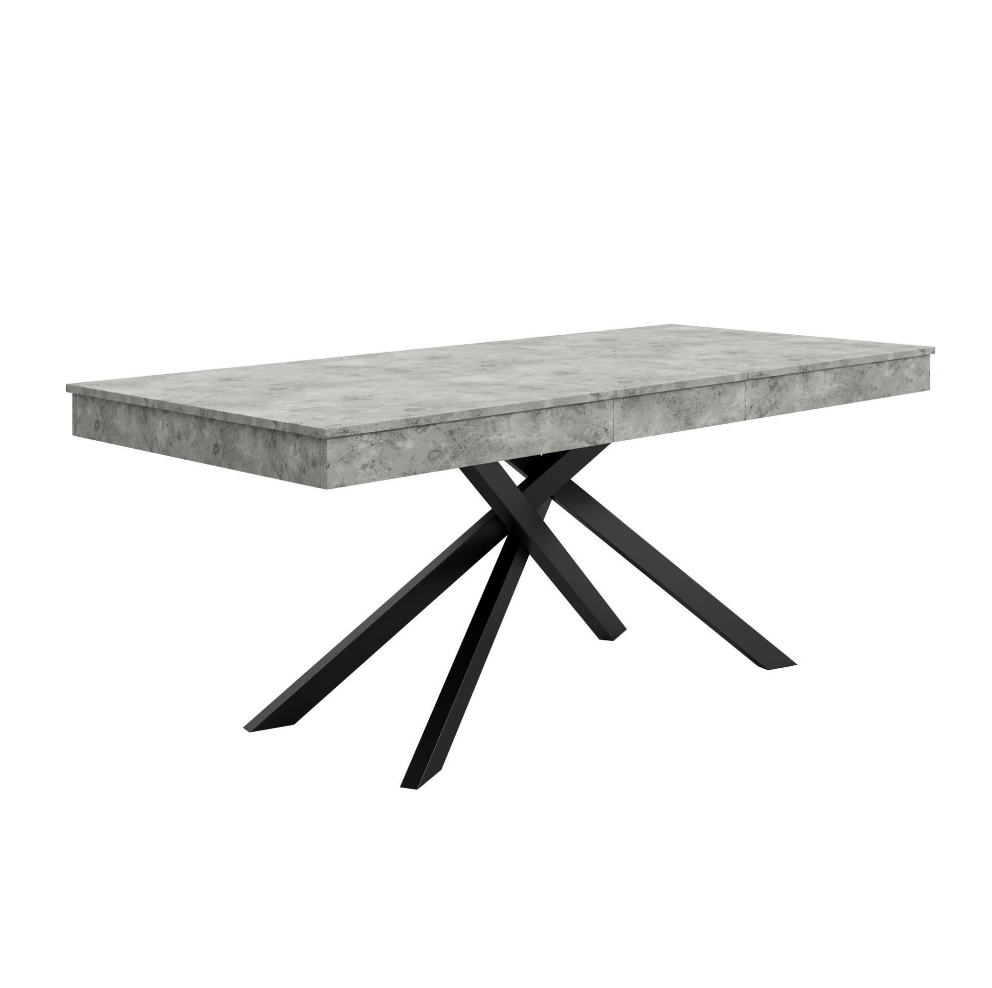 AUSZIEHBARER Esstisch aus MDF 140/180x80 cm Grau mit dicker Tischplatte und stabilem Kreuzbeingestell - Grau, Holzwerkstoff (180/80/76cm) - Modfu