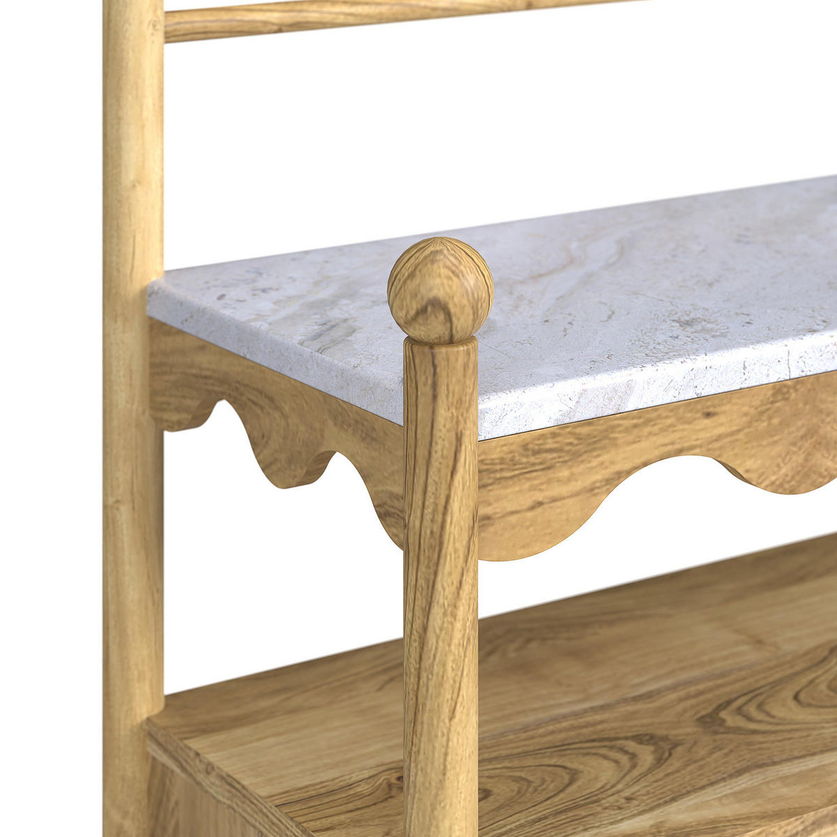 MASSIVER UNTERSCHRANK - Akazie massiv / Marmor - Grau, Holz/Holzwerkstoff (83/107/38cm) - home24