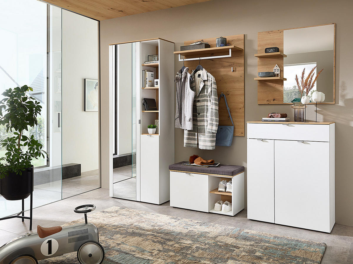 GARDEROBENPANEEL 78 cm - Eiche Artisan Dekor - Weiß, Holzwerkstoff/Metall (78/117/30cm) - home24