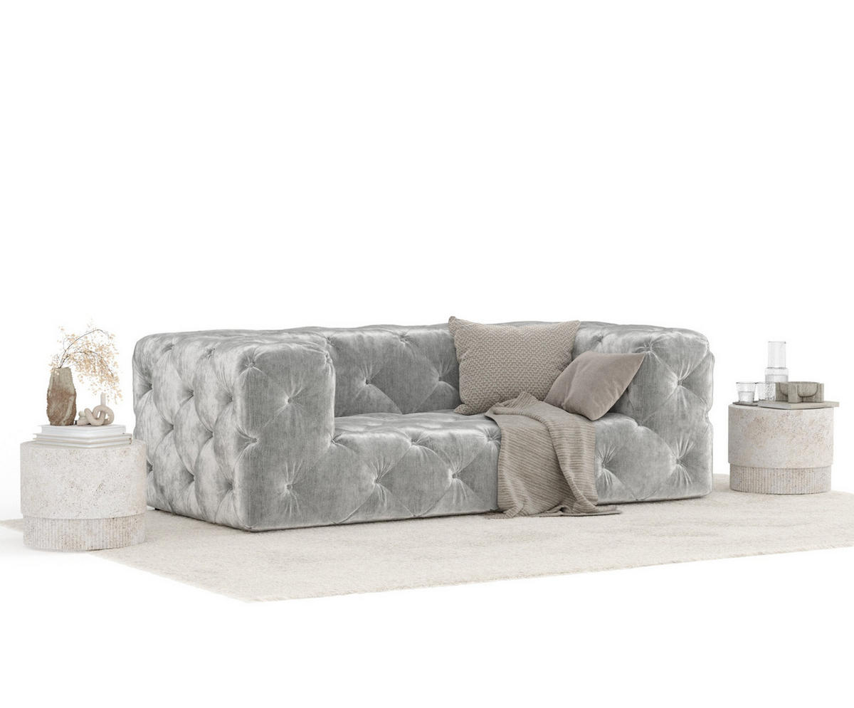 2-SITZER-SOFA Cosimo Hellgrau Chenille - Hellgrau/Schwarz, Holz/Holzwerkstoff (193/71/100cm) - Maison de Reve