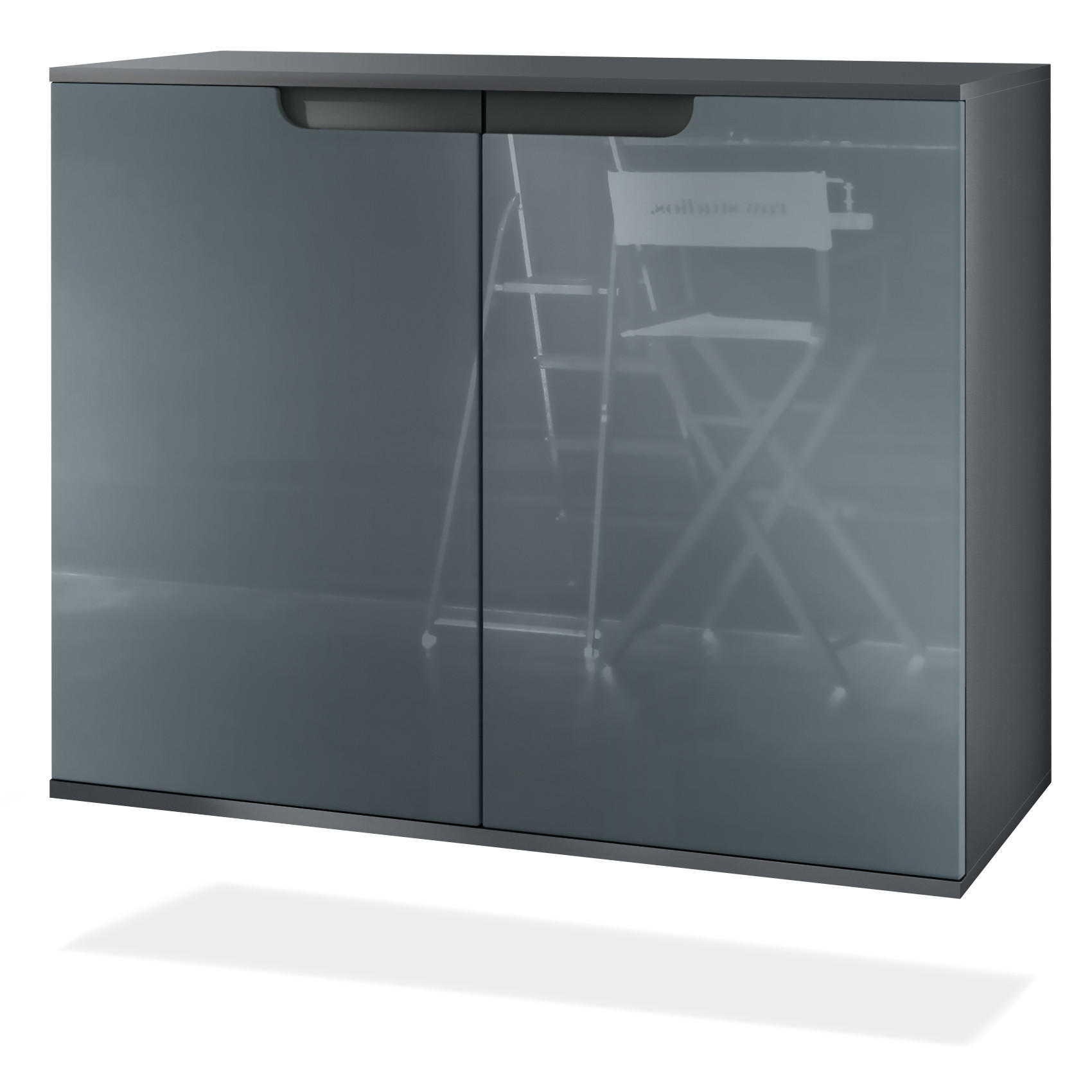 KOMMODE Sylt Grau Hochglanz - Grau, Holzwerkstoff (92.5/73.5/35cm) - Vladon