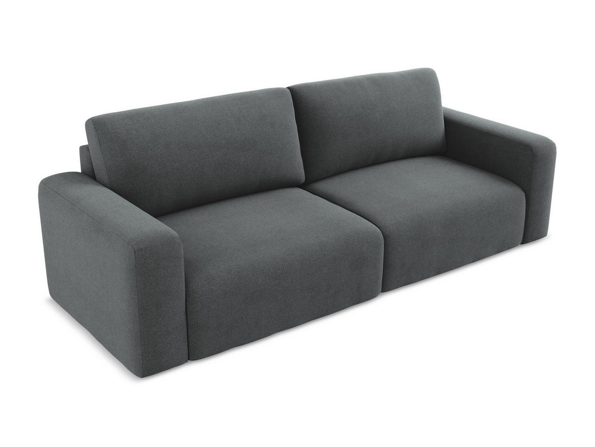 3-SITZER SOFA mit Schlaffunktion Strukturstoff Stoff Grau - Schwarz/Grau, Kunststoff/Textil (244/79/102cm) - Makamii