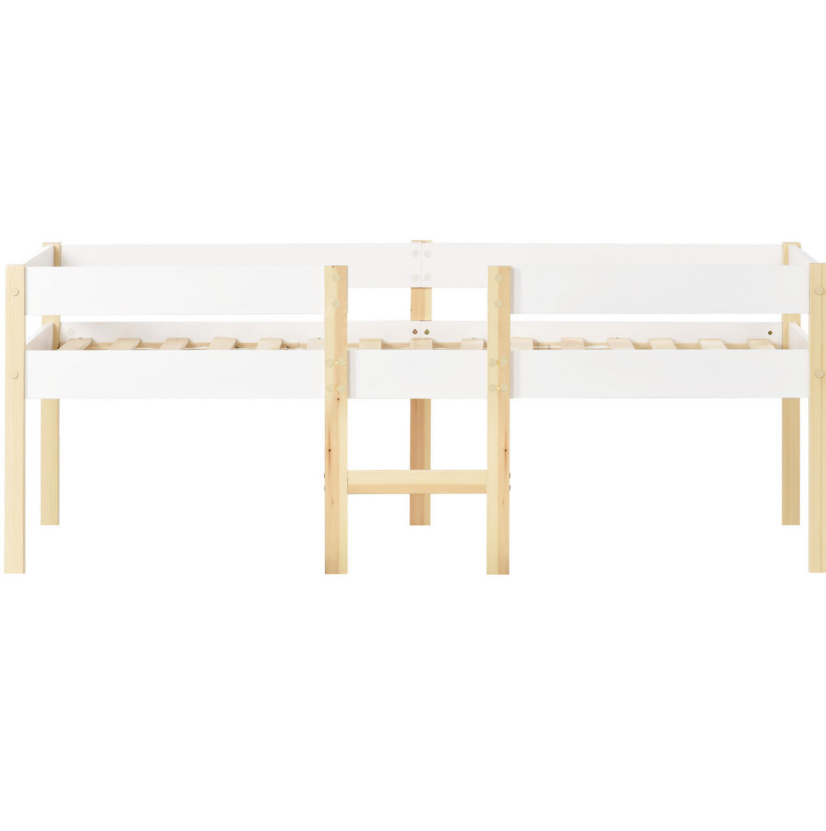 KINDEREINZELBETTEN aus Massivholz 90x200 cm in Weiß mit Schubladen & Rausfallschutz - Weiß, Holz (90/200cm) - Modfu