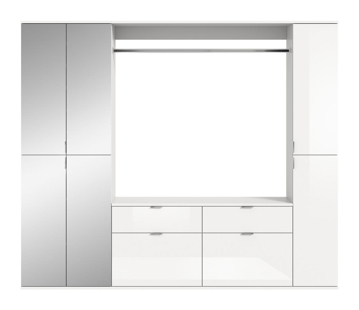 GARDEROBENKOMBINATION 3tlg. Projekt X Garderobe in weiß Nb. und weiß hochglanz B/H/T: 212x193x34 cm - Weiß, Holzwerkstoff (212/193/34cm)