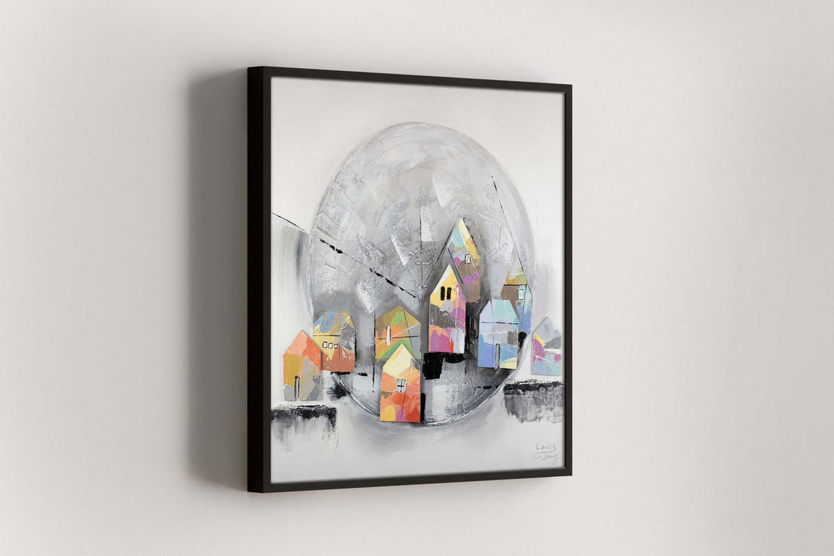 ACRYLBILD HANDGEMALT 80/80 cm - Grau, Holz/Textil (80/80cm) - KUNSTLOFT