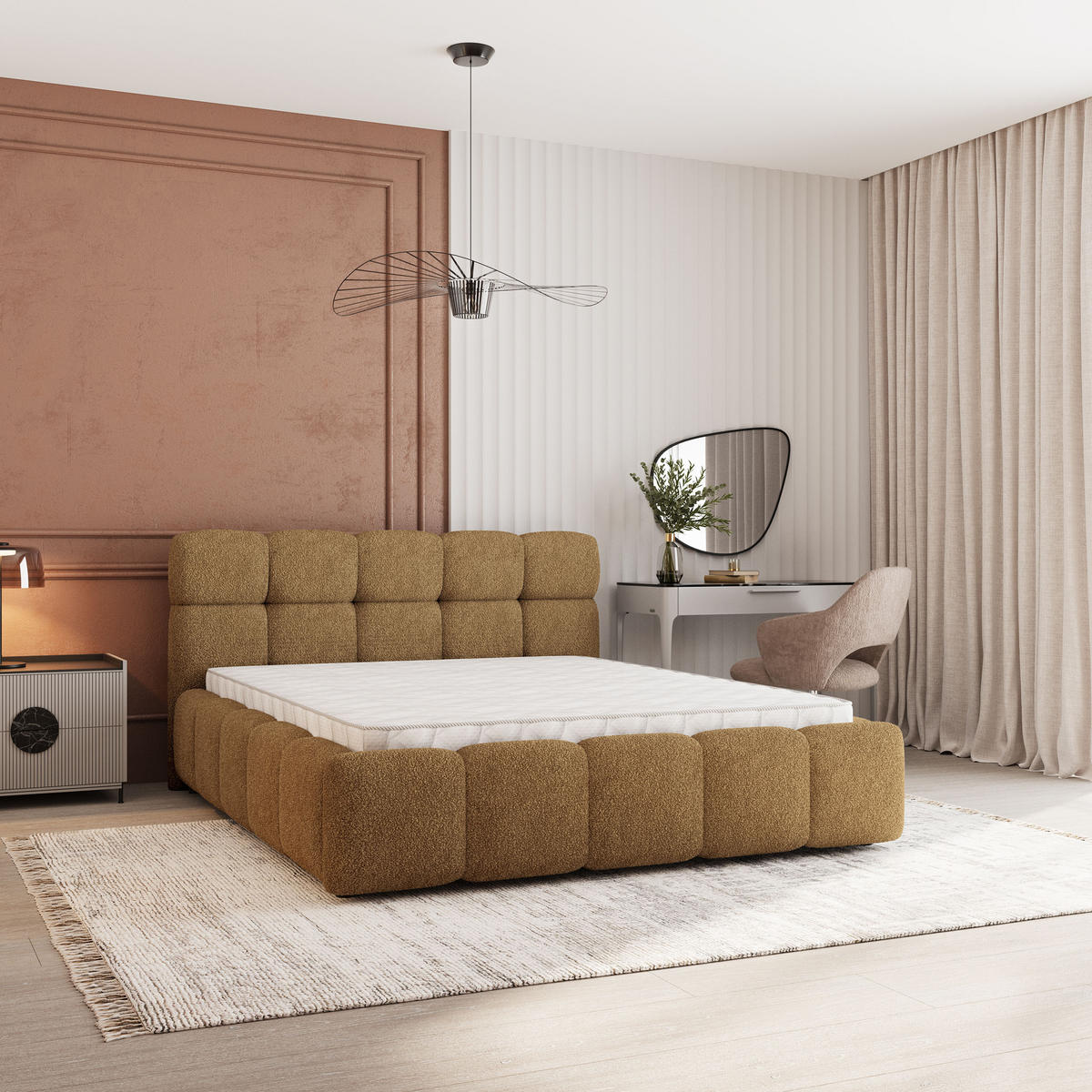 POLSTERBETT FARU Q 180x200 cm mit Bettkästen - Orange - Orange, Holz (180/200cm) - MASSENO