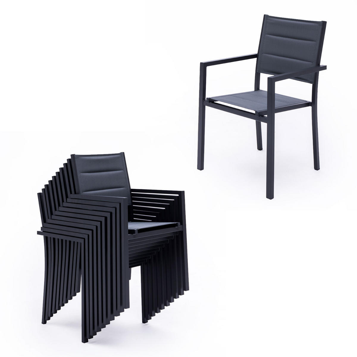 GARTENMÖBEL Venezia Grau und anthrazit 10 Plätze - Grau, Metall - Happy Garden