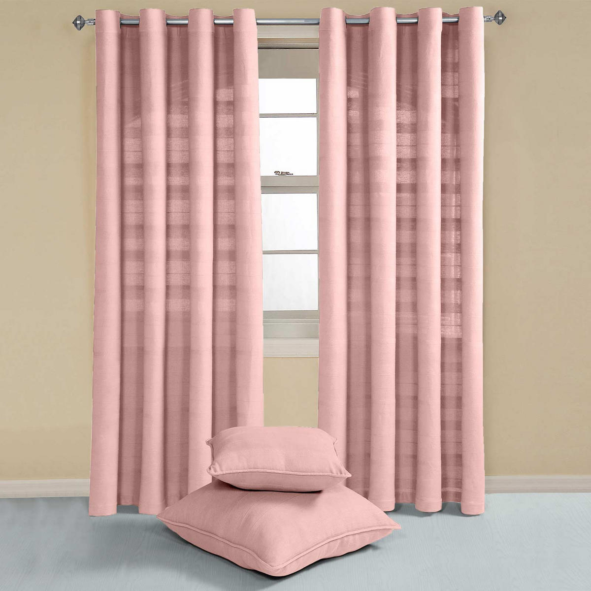 ÖSENVORHANG Rajput blickdicht 2er-Set, 167/228 cm - Rosa, Textil (167/228cm) - Homescapes