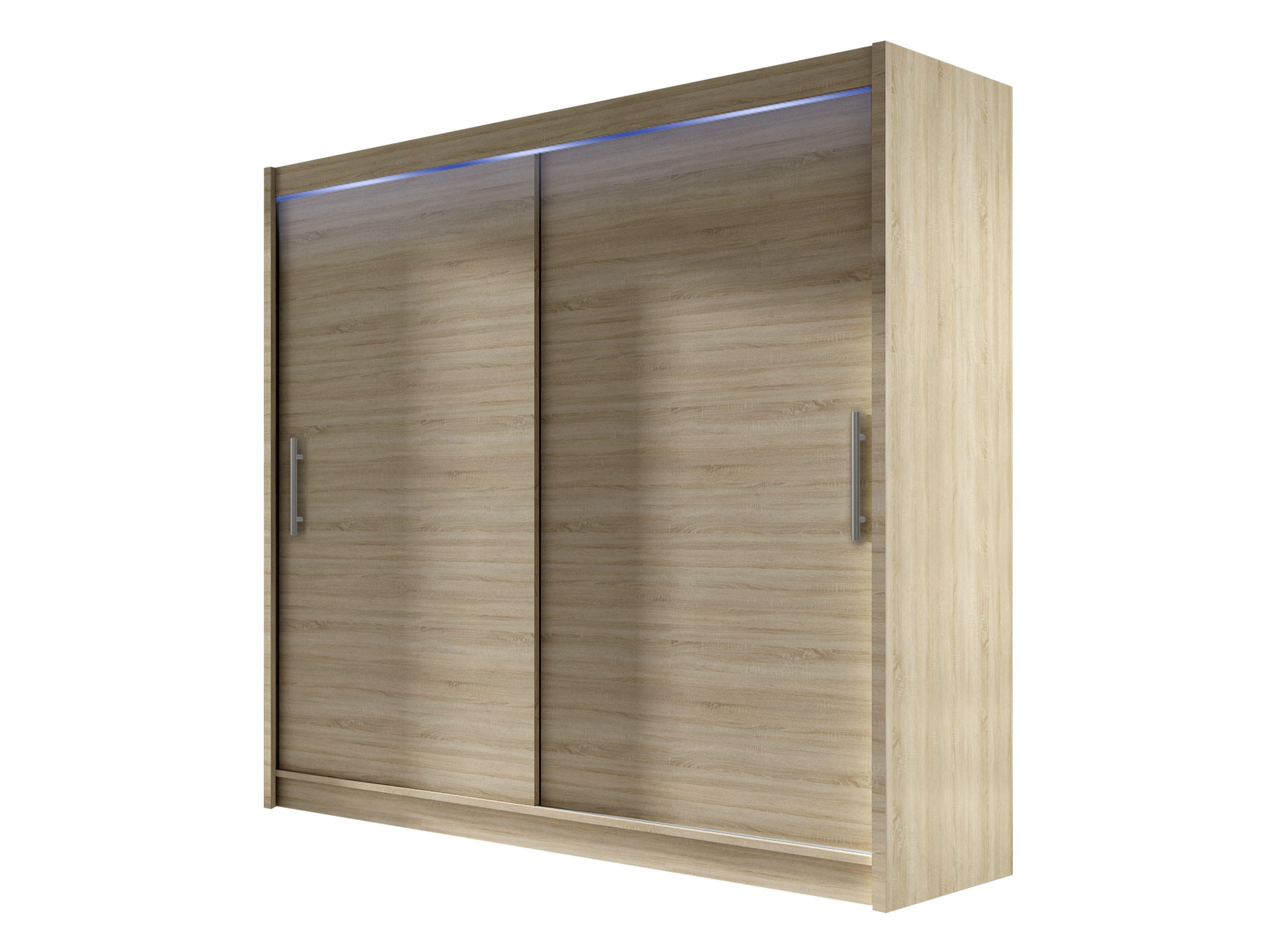 KLEIDERSCHRANK London I 180, mit RGB LED Beleuchtung - Silberfarben/Sonoma Eiche, Holzwerkstoff/Kunststoff (180/215/58cm) - MIRJAN24