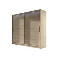 KLEIDERSCHRANK London I 180, mit RGB LED Beleuchtung - Silberfarben/Sonoma Eiche, Holzwerkstoff/Kunststoff (180/215/58cm) - MIRJAN24
