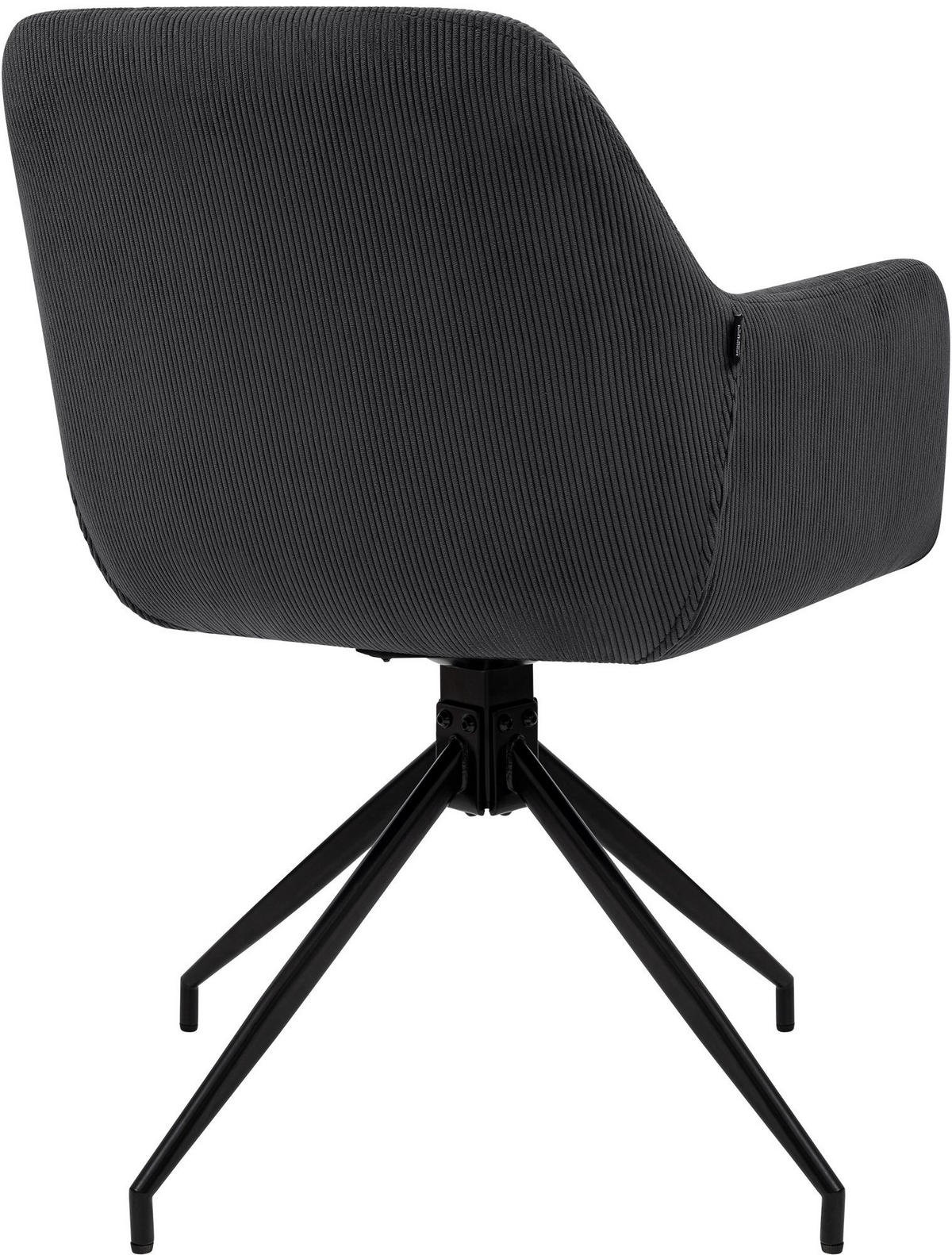 ESSZIMMERSTUHL Cord Dunkelgrau - Dunkelgrau/Schwarz, Textil/Metall (58/85/60cm) - CLP