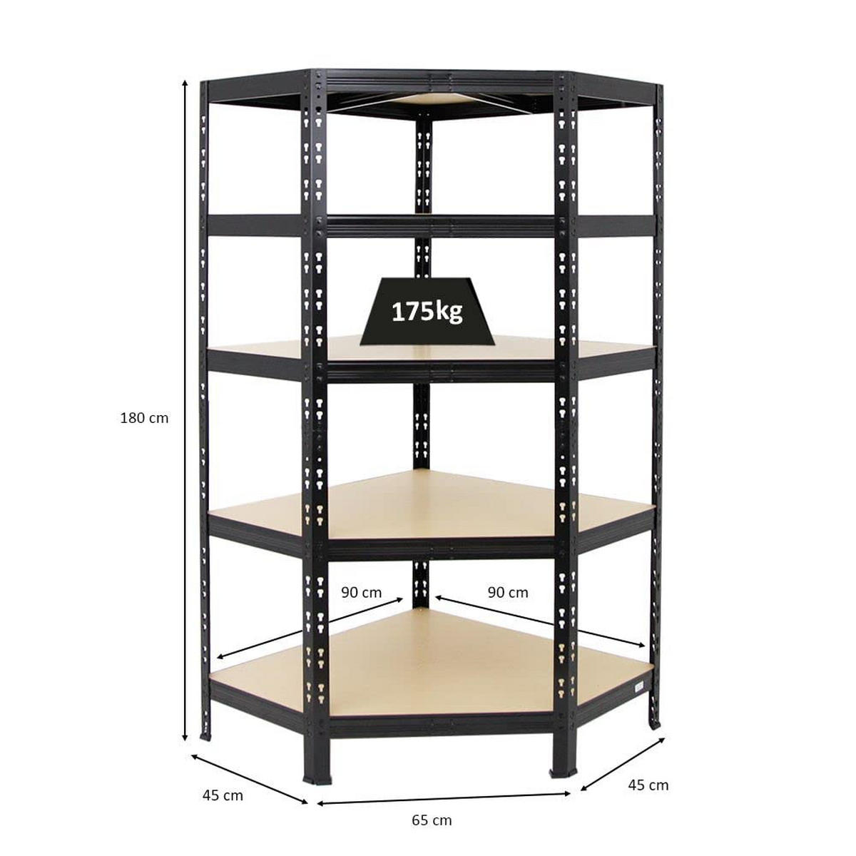ECKREGAL Tiger 180x90x45 cm Fachlast 175 kg Schwarz - Schwarz, Metall (90/180/45cm) - PROREGAL