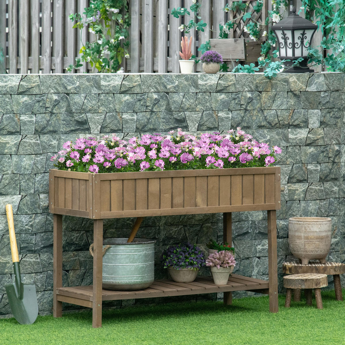 HOCHBEET DE-15982 mit 8 Fächern Naturholz - Braun, Holzwerkstoff (110/76/46cm) - ComfortXL