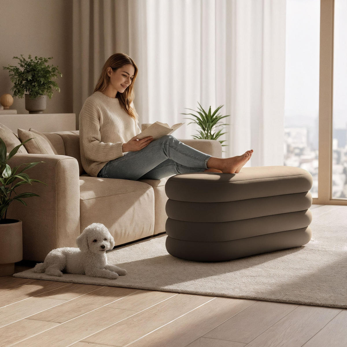 PRESVUČENA KLUPA s pohranom, smeđa - smeđa, tekstil (100/42/42cm) - RAUMHIRSCH FURNITURE