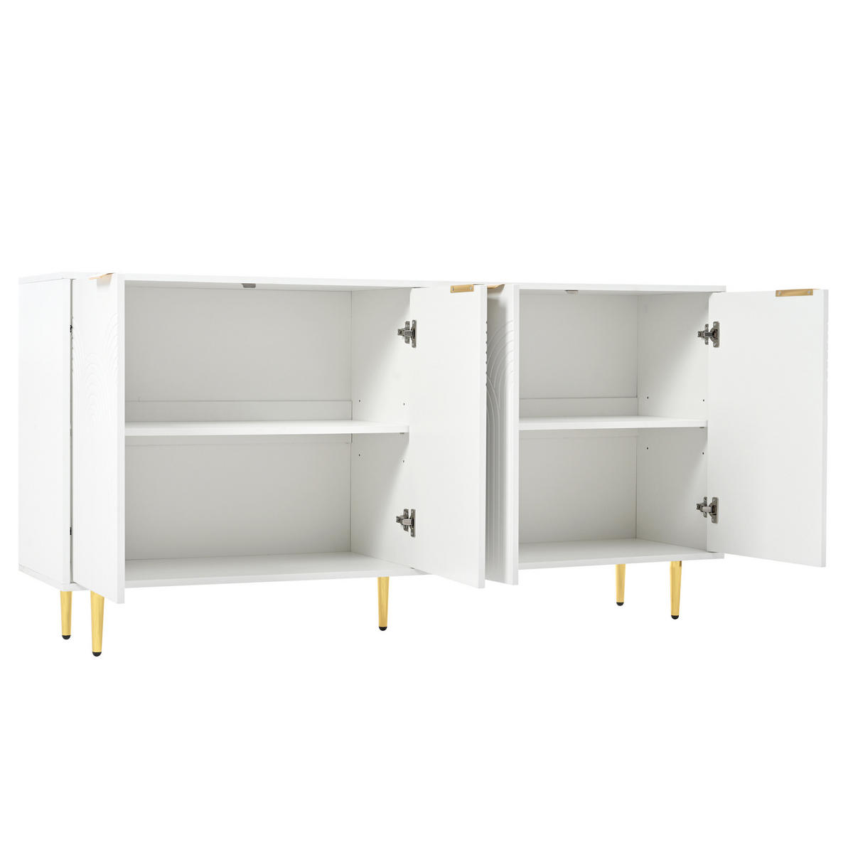 SIDEBOARD aus MDF und Spanplatte 160x40x80 cm Weiß mit 4 Türen, verstellbaren Einlegeböden und Soft-Close - Weiß, Holzwerkstoff (160/80/40cm) - Modfu