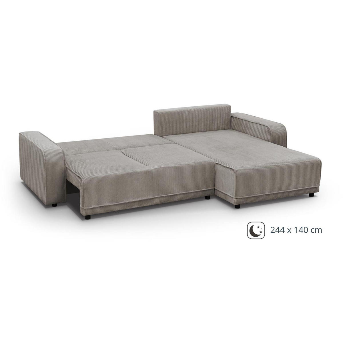 ECKSCHLAFSOFA Primo L cappuccino - Schwarz/Cappuccino, Textil (290/185cm) - Beautysofa