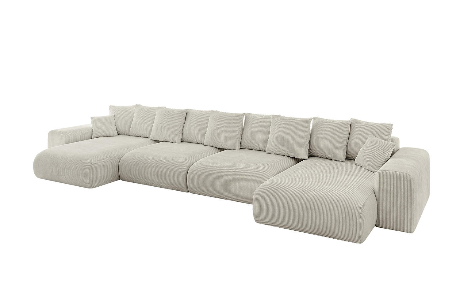 WOHNLANDSCHAFT mit Schlaffunktion ESKAR-U2-464x176x72cm Creme - Hellgrau/Creme, Holzwerkstoff/Kunststoff (176/72/464cm) - ALTDECOR