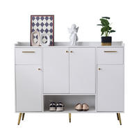 SCHUHSCHRANK 130/100/37 cm Weiß aus Spanplatte mit 2 Schubladen und 4 Türen - Weiß, Holzwerkstoff (130/100/37cm) - OKMYHOME