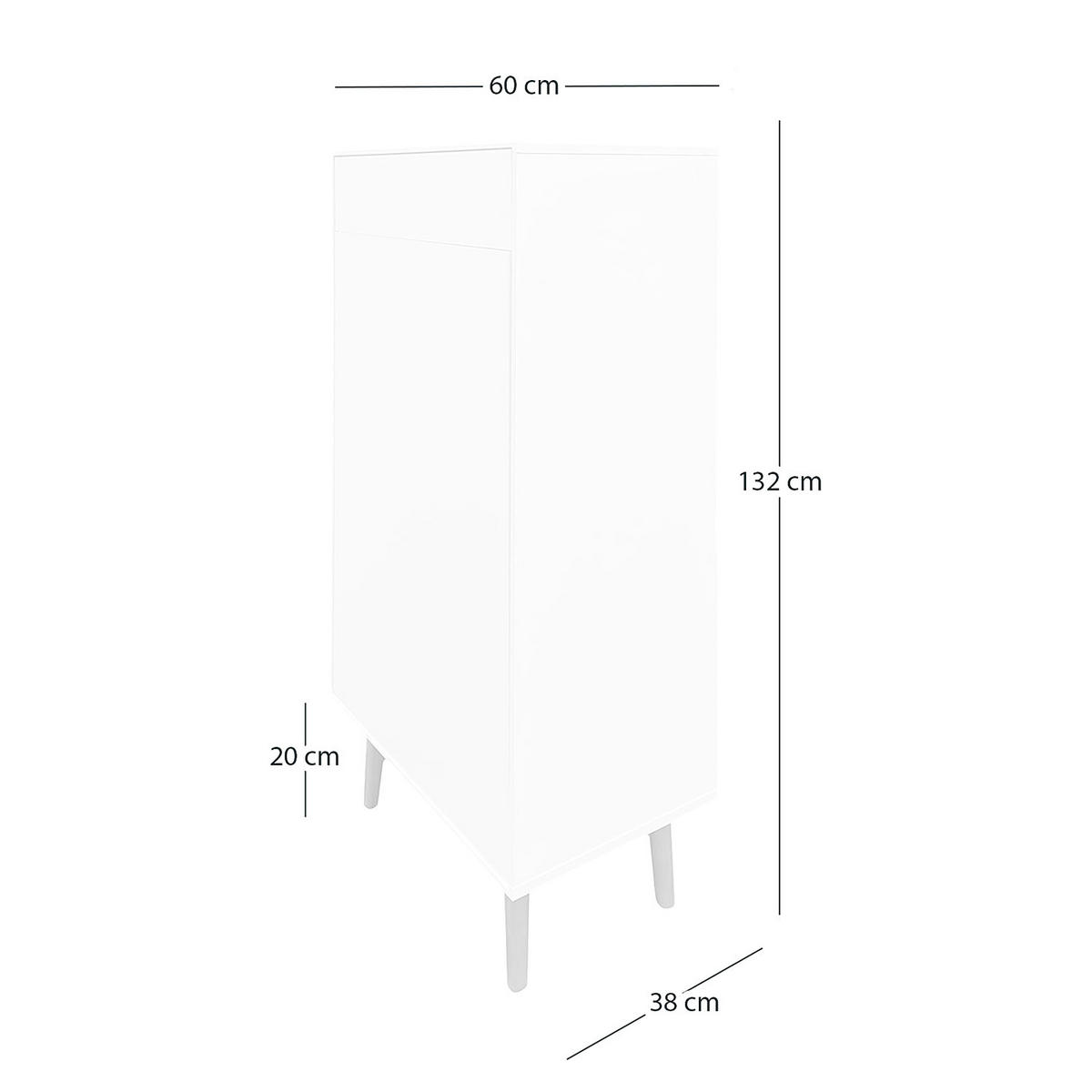 SCHUHKOMMODE mit 1 Schublade und 1 Tür - Eichefarben/Grau, Holzwerkstoff (60/132/38cm) - home24