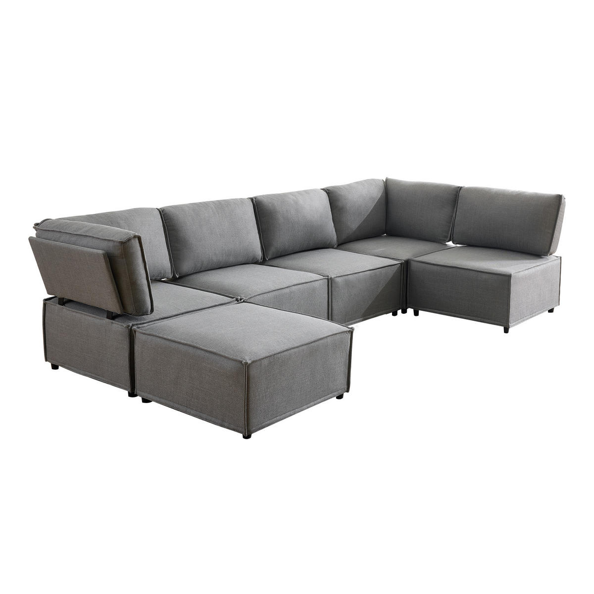 WOHNLANDSCHAFT DE-35016 flexibel kombinierbar Hellgrau - Hellgrau, Holzwerkstoff (152/77/308cm) - ComfortXL