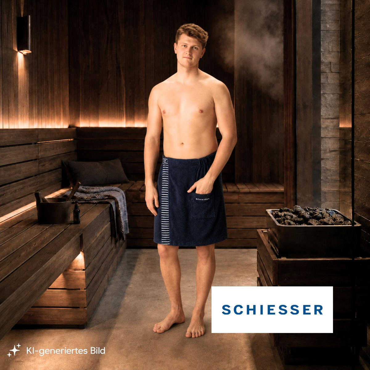 SAUNAKILT Rom Herren - 46-54 - Dunkelblau - Dunkelblau, Textil (55/150cm) - SCHIESSER