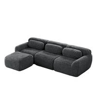 ECKSOFA aus Plüsch in Grau mit modularem Design - Grau, Textil (179/73/291cm) - Modfu