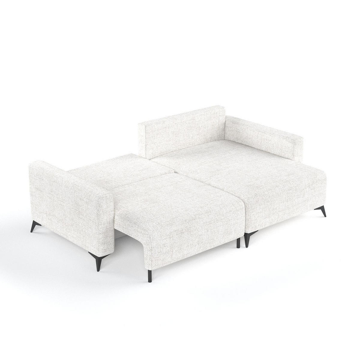 ECKSOFA NUVIO mit Schlaffunktion Creme im Neve Stoff - Creme/Schwarz, Holz/Holzwerkstoff (239/148cm) - AltaBeds