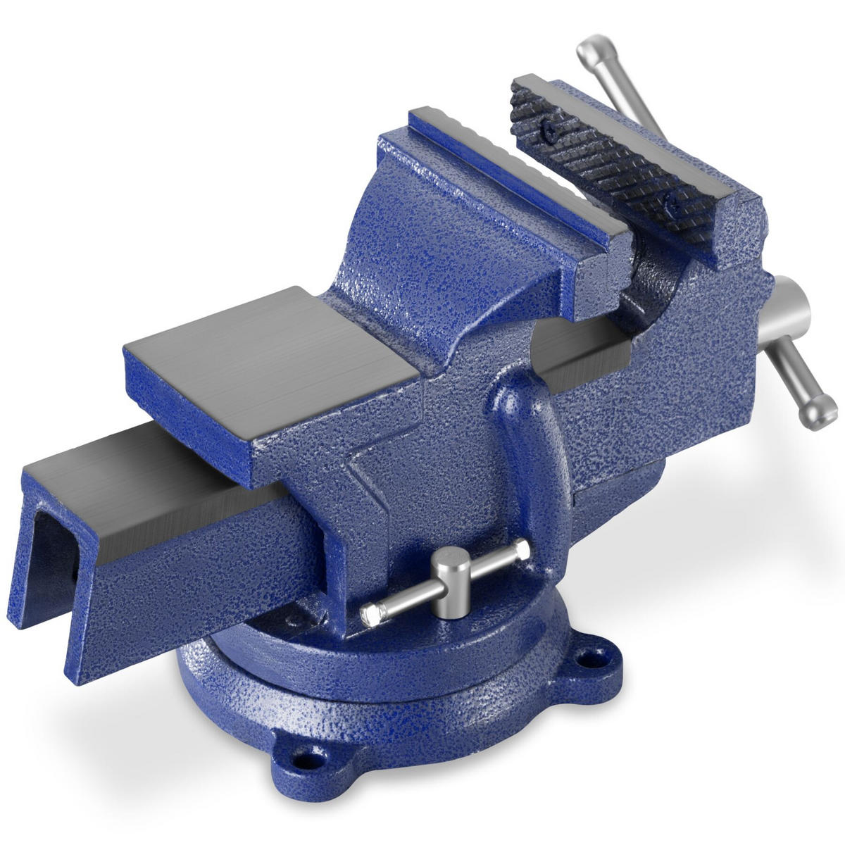 SCHRAUBSTOCK , 3 Anschraublöcher, blau - Blau, Metall (27/10/15cm) - tectake