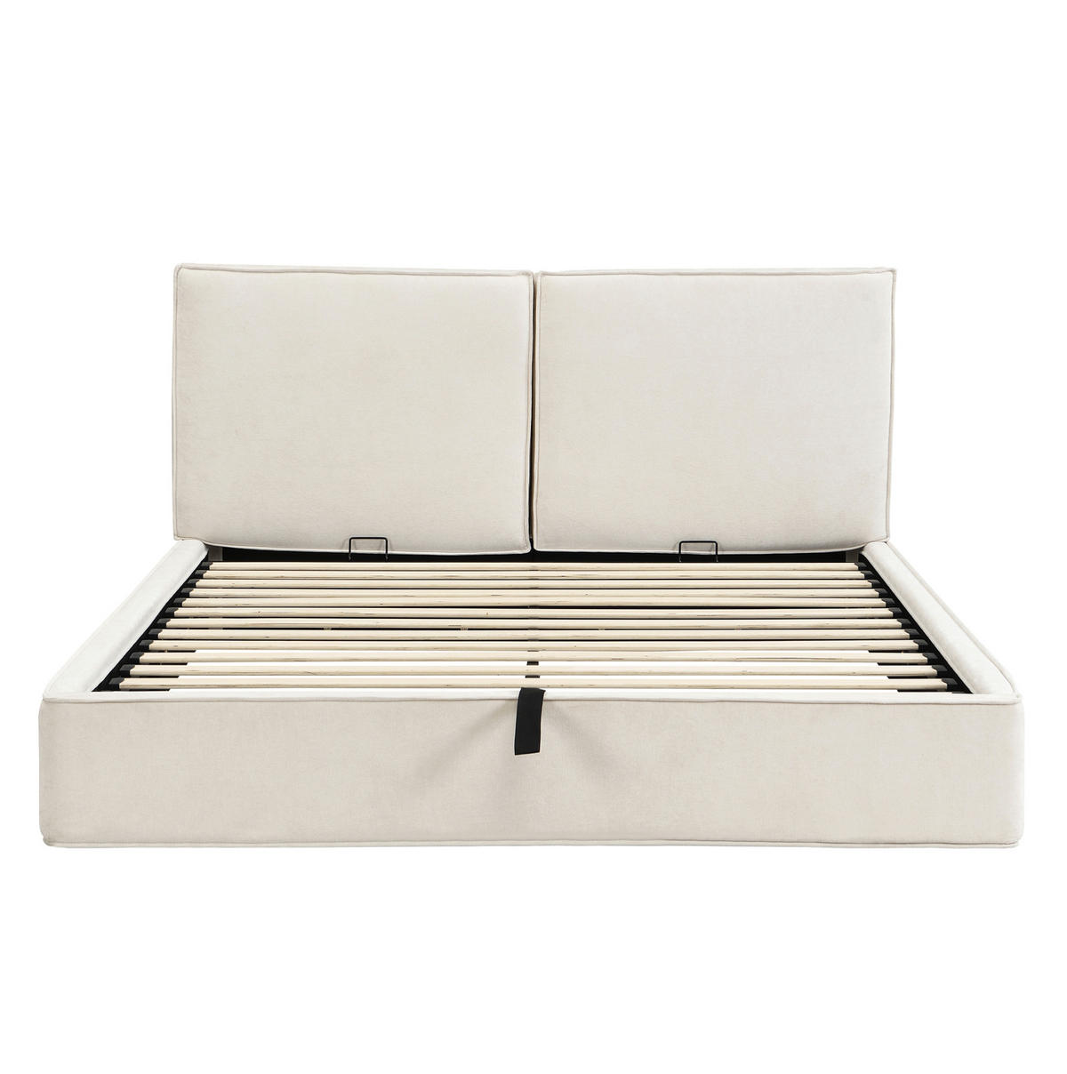 POLSTERBETT 180/200 cm mit hydraulischem Stauraum, Lattenrost und gepolstertem Kopfteil aus Chenille, Beige - Beige, Textil (180/200cm) - Redom
