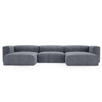 WOHNLANDSCHAFT U Landi Grau - Schwarz/Grau, Kunststoff/Textil (340/85/180cm) - Graingold