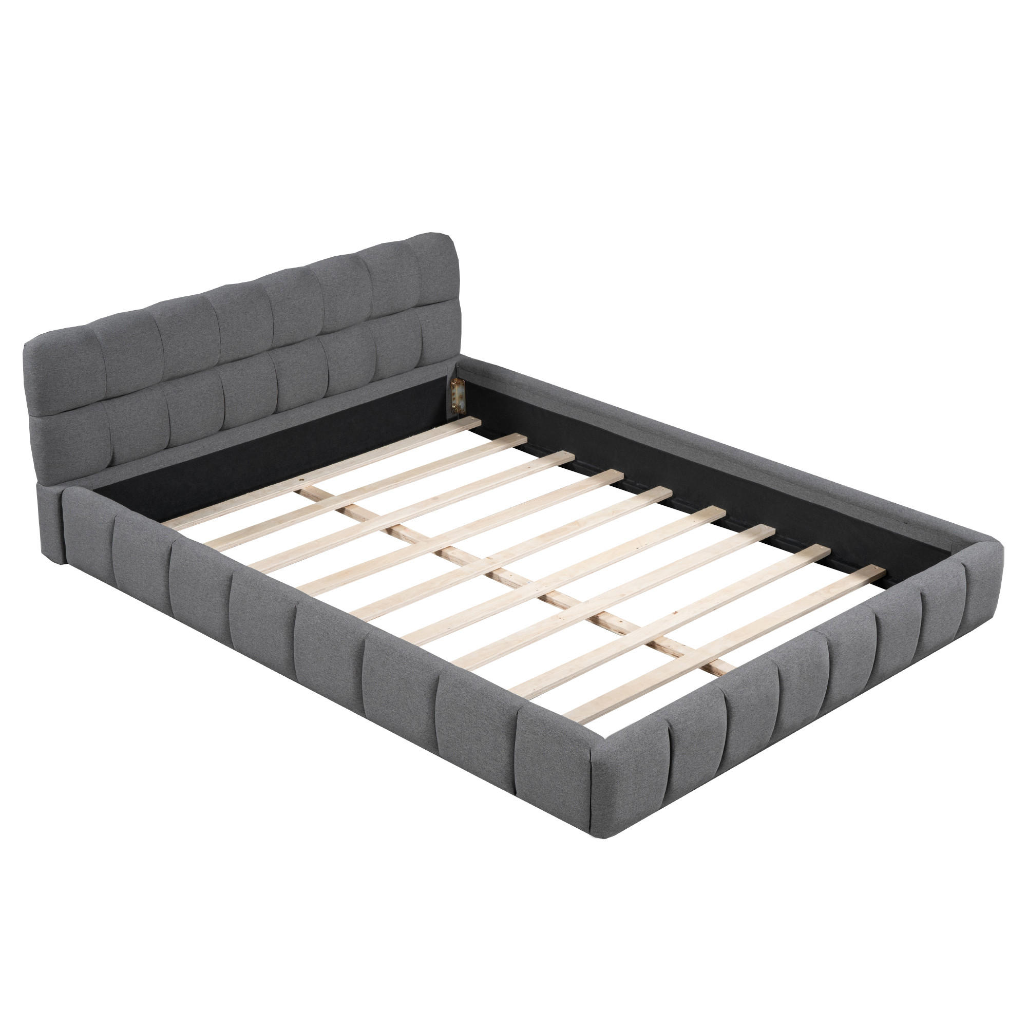 POLSTERBETT 140/190 cm DE-01791, in Grau, mit weicher Polsterumrandung - Grau, Holzwerkstoff (140/190cm) - ComfortXL