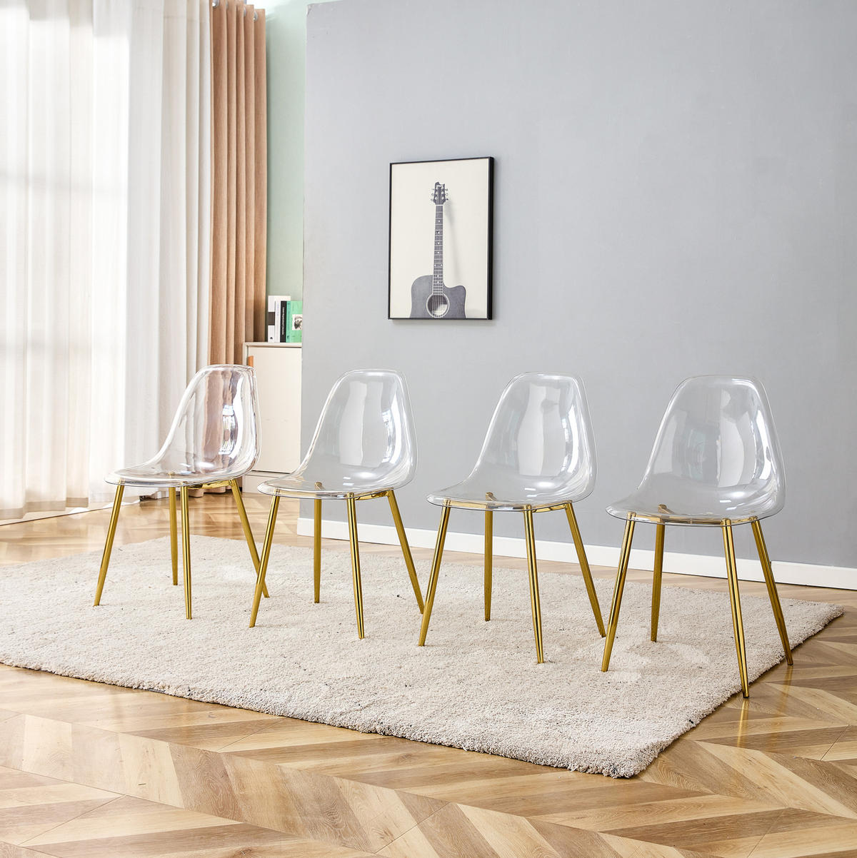 ESSZIMMERSTUHL 4er-Set 83 cm Kunststoff Transparent mit Metallbeinen Gold - Goldfarben, Metall (45.7/83/44cm) - Meubliv