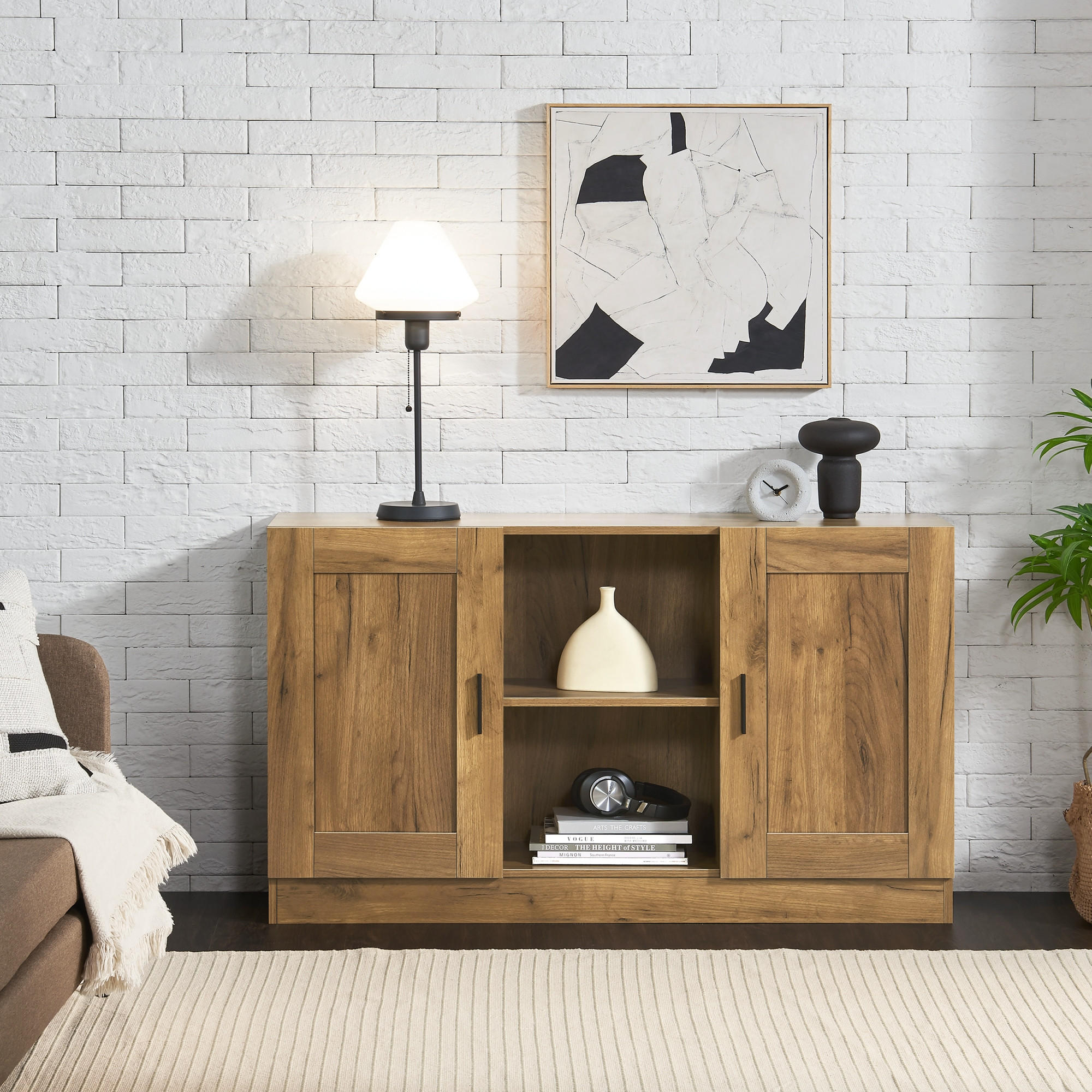 SIDEBOARD Spøttrup - Eichefarben, Holzwerkstoff (120/70/30.5cm) - [en.casa]