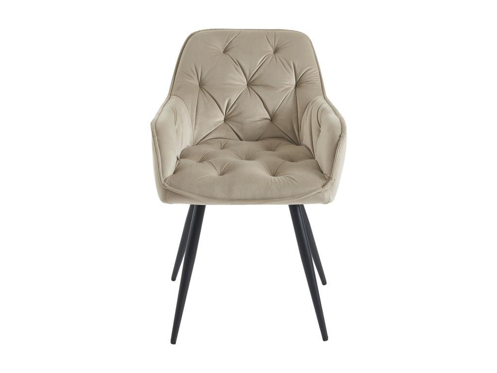 STUHL mit Armlehnen 2er-Set - Samt & schwarzes Metall - Beige - MOBELIA - Beige, Textil (64/86/56cm) - Pascal Morabito