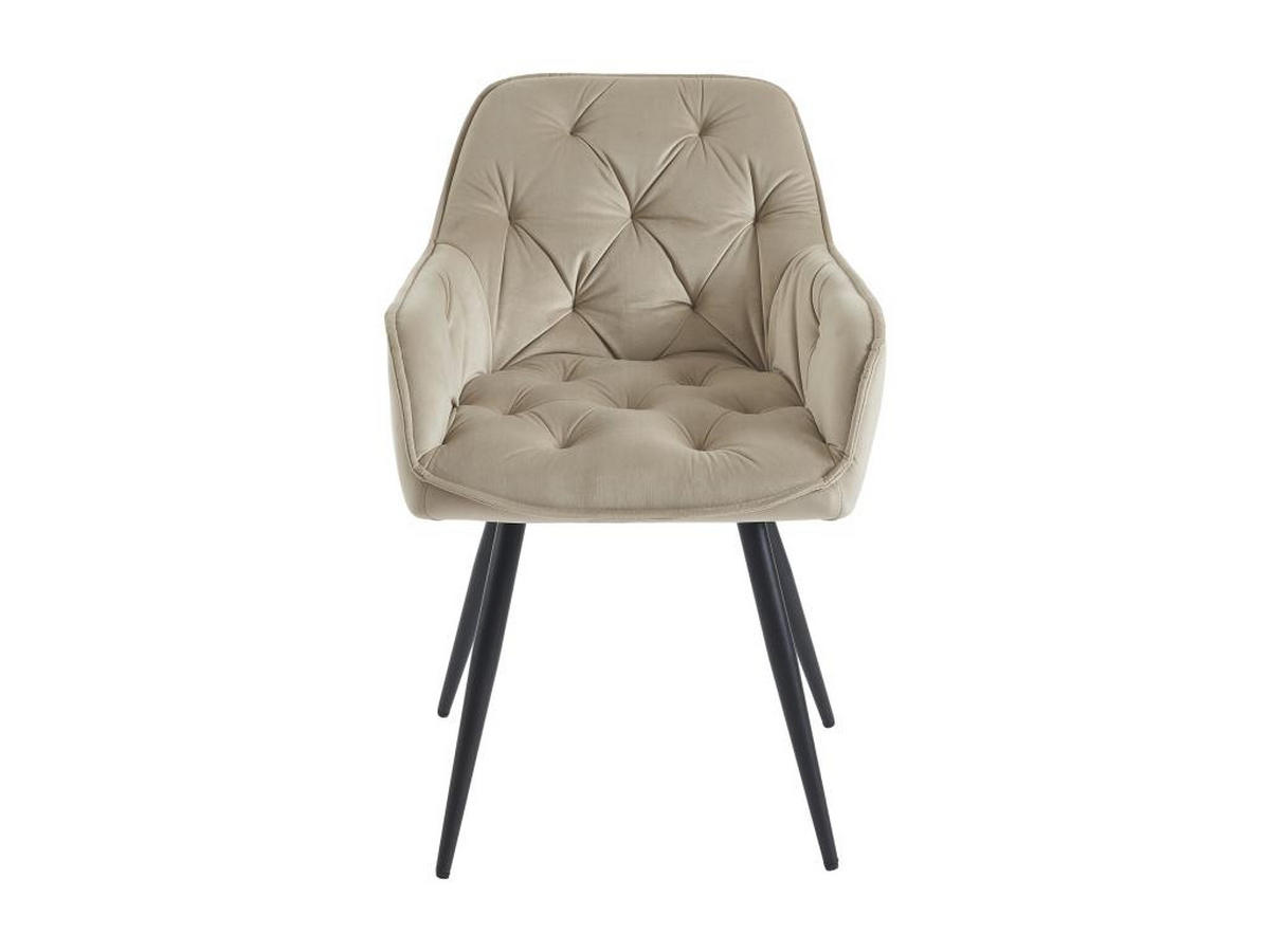 STUHL mit Armlehnen 2er-Set - Samt & schwarzes Metall - Beige - MOBELIA - Beige, Textil (64/86/56cm) - Pascal Morabito