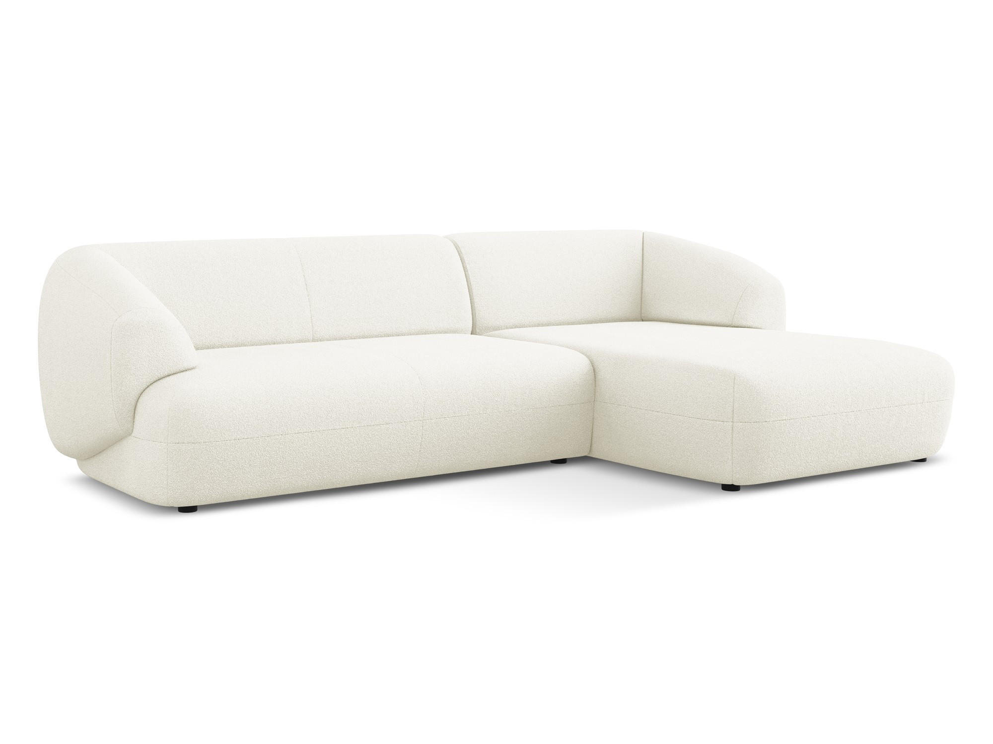 ECKSOFA Rechts Bouclé Stoff Weiß - Schwarz/Weiß, Kunststoff/Textil (280/156cm) - Makamii