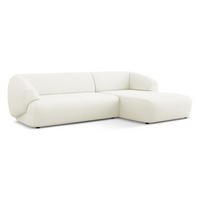 ECKSOFA Rechts Bouclé Stoff Weiß - Schwarz/Weiß, Kunststoff/Textil (280/156cm) - Makamii